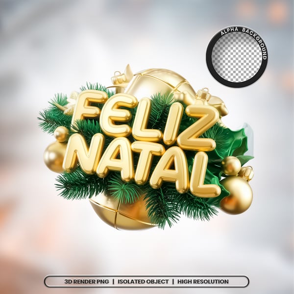 LJJ SELO 3D RENDER FELIZ NATAL ELEMENTO ÍCONE PSD PNG (741)