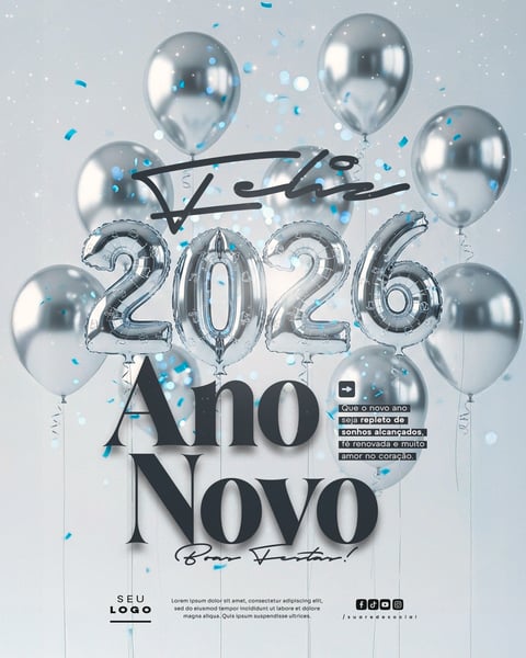 ANO NOVO FELIZ 2026 SOCIAL MEDIA PSD EDITÁVEL 3