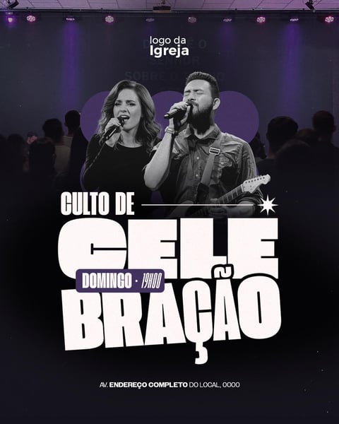 CULTO DE DOMINGO E CELEBRAÇÃO 10 PSD EDITÁVEL