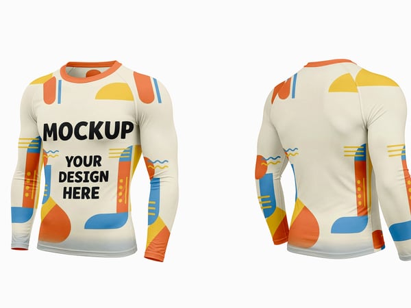 Camisa de compressão manga longa mockup em estúdio frente e costas