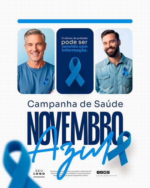 NOVEMBRO AZUL MÊS DE COMBATE AO CÂNCER DE PRÓSTATA CAMPANHA MUNDIAL DE SAÚDE SOCIAL MEDIA PSD EDITÁVEL 4