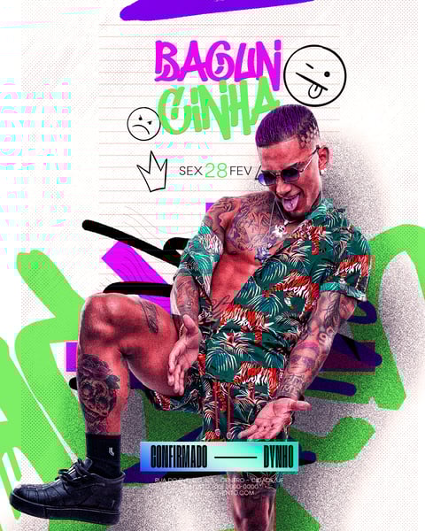 FLYER PARA ARTISTA CONFIRMADO EVENTO BAGUNCINHA FEST PARA FEED PSD EDITÁVEL