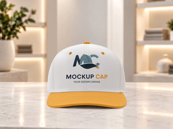 BONE ABA RETA MOCKUP EM PRATELEIRA VISTA FRONTAL