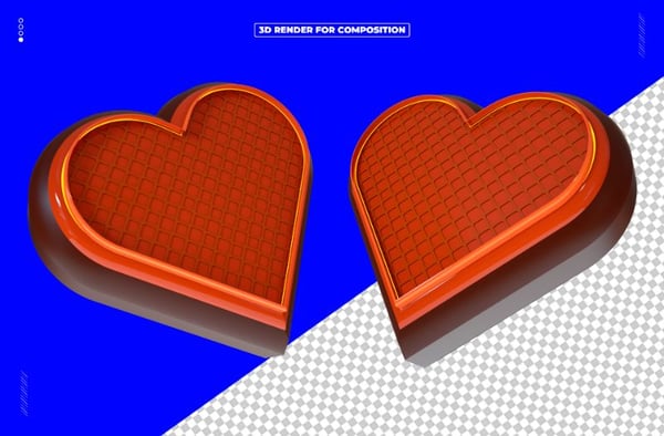 CORAÇÕES DE CHOCOLATE 3D PARA COMPOSIÇÃO