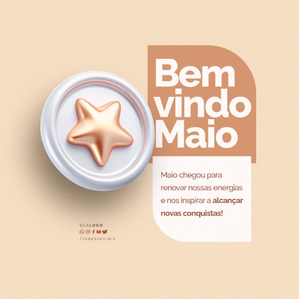 SOCIAL MEDIA - BEM VINDO MAIO - ALCANÇAR NOVAS CONQUISTAS