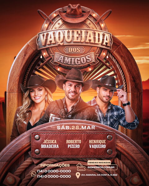 FLYER VAQUEJADA DOS AMIGOS PSD EDITÁVEL