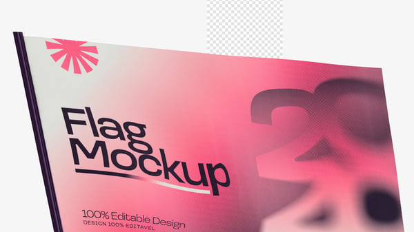 MOCKUP BANDEIRA 3D REALISTA FLAG POLÍTICA ADESIVO PSD EDITÁVEL 36