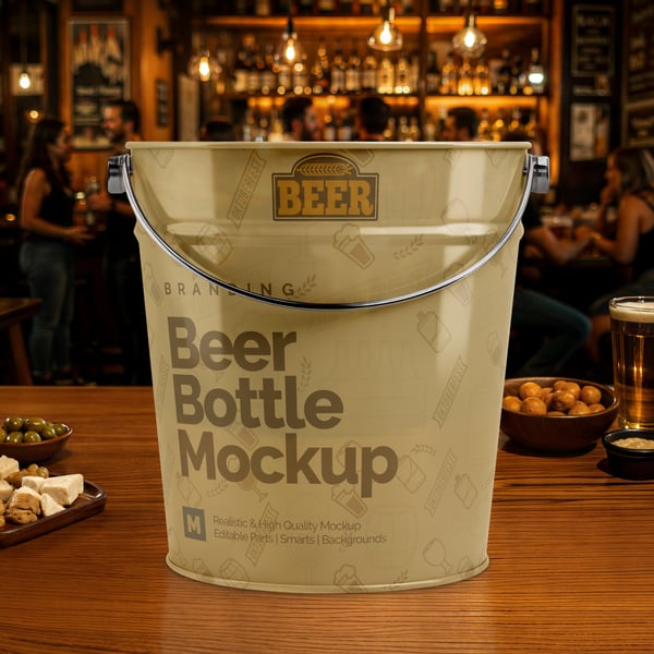 BALDE DE CERVEJA PSD EDITÁVEL MOCKUP