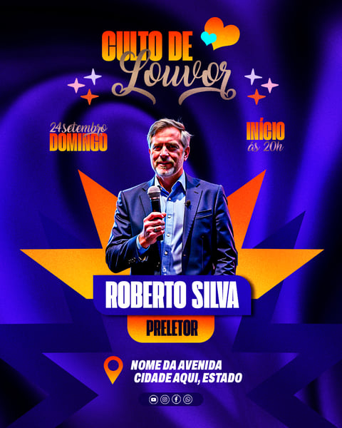 Culto de Louvor Gospel Religioso Evento PSD Editável