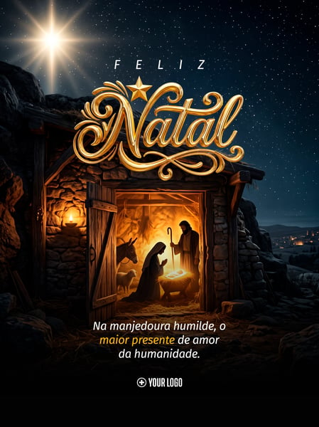 NATAL PRESÉPIO SAGRADA FAMÍLIA SOCIAL MEDIA FLYER PSD EDITÁVEL