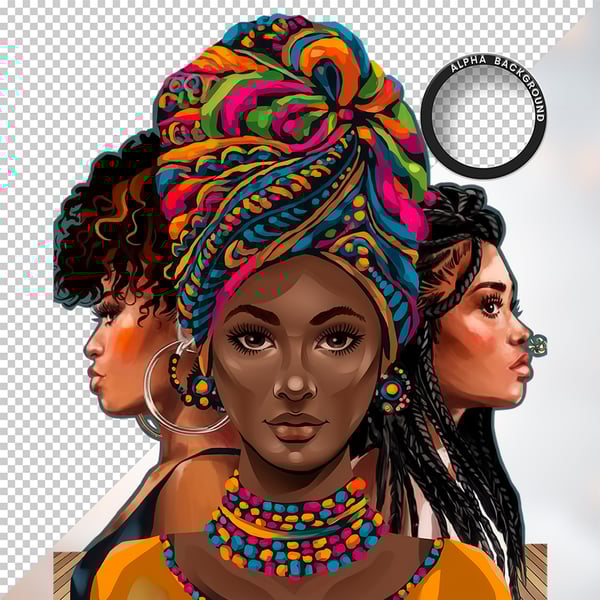 MULHER NEGRA AFRO ELEMENTO PSD PNG 88