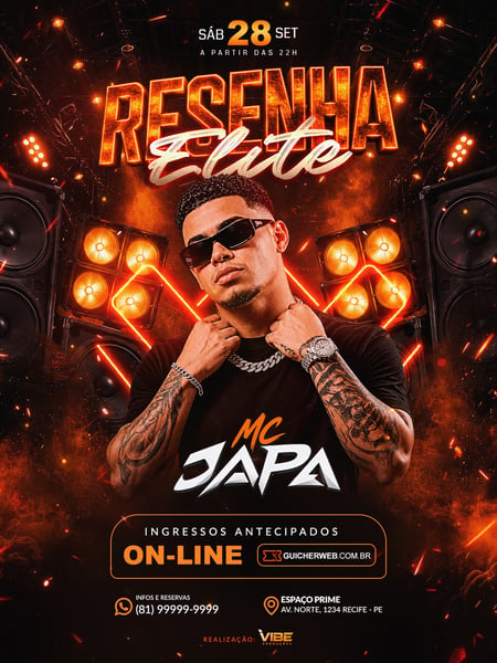 Resenha Elite MC Japa SÁB 28 SET Evento Noturno PSD Editável