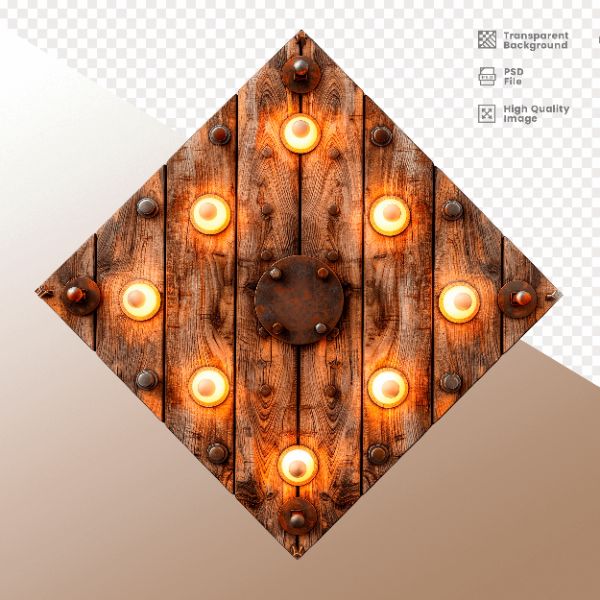 LOSANGO DE MADEIRA COM LUZ - ELEMENTO 3D PARA COMPOSIÇÃO