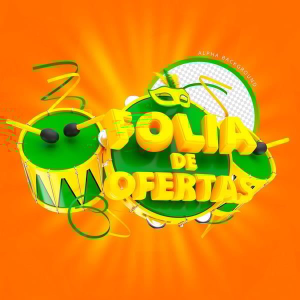 SELO 3D CARNAVAL FOLIA DE OFERTAS PNG