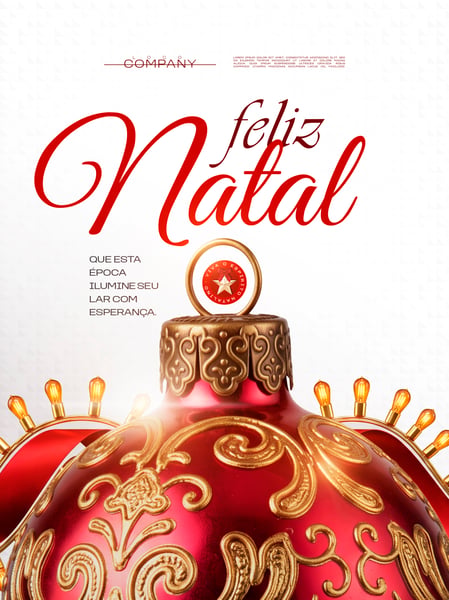 FELIZ NATAL BOLA VERMELHA E DOURADA SOCIAL MEDIA FLYER PSD EDITÁVEL