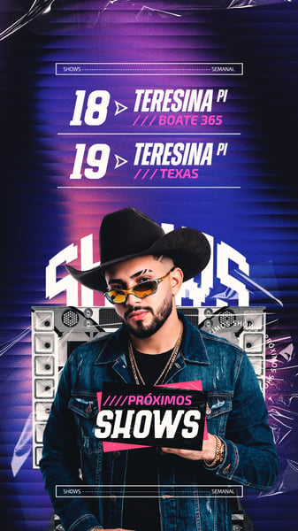 23 AGENDA SEMANAL ARTISTA PRÓXIMOS SHOWS PSD EDITÁVEL