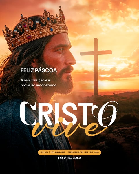 FLYER DE REDE SOCIAL FELIZ PÁSCOA CRISTO VIVE FEED 4
