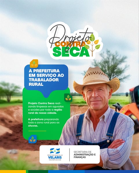 PREFEITURA PROJETO SECA RURAL AVISO INFORME COMUNICADO SOCIAL MEDIA PSD EDITÁVEL
