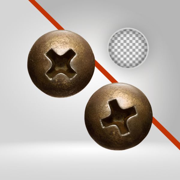 02 UNIDADES DE PARAFUSO EM PNG, COM FUNDO TRANSPARENTE, ELEMENTO, METAL, PARAFUSO VISTA FRONTAL, REAL, DOIS PNG