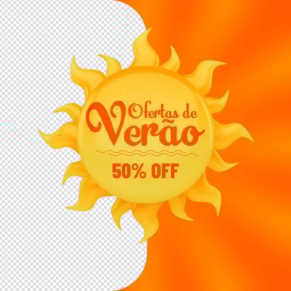 SELO 3D SOL OFERTAS DE VERÃO 50% OFF PNG