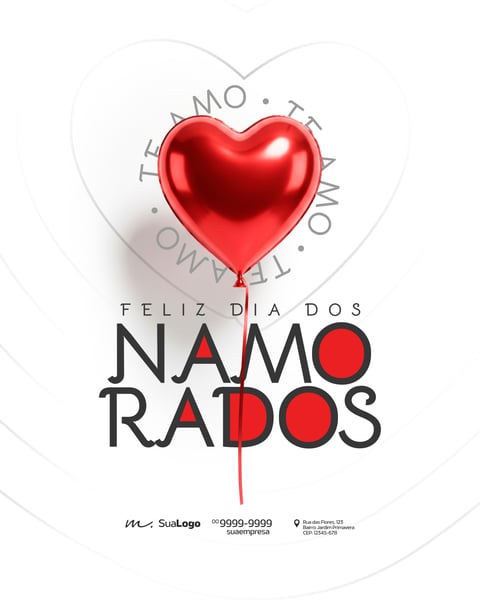 FELIZ DIA DOS NAMORADOS POST MINIMALISTA BALÃO DE CORAÇÃO PSD EDITÁVEL