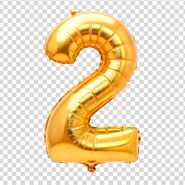 NÚMERO 2 FORMATO DE BALÃO ELEMENTO 3D PNG