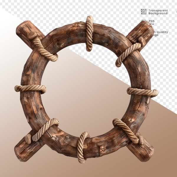 CÍRCULO MADEIRA E CORDA  ELEMENTO 3D PARA COMPOSIÇÃO - WOOD