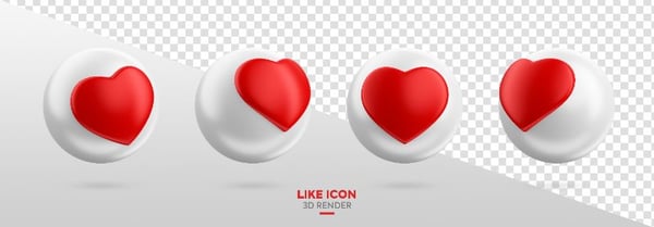 REAÇÃO DE CORAÇÃO CURTIDA DE REDE SOCIAL ELEMENTO 3D PARA DIA DAS MÃES