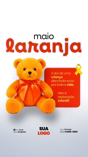 MAIO LARANJA - 18 DE MAIO - DIA NACIONAL DE COMBATE AO ABUSO E À EXPLORAÇÃO SEXUAL INFANTIL