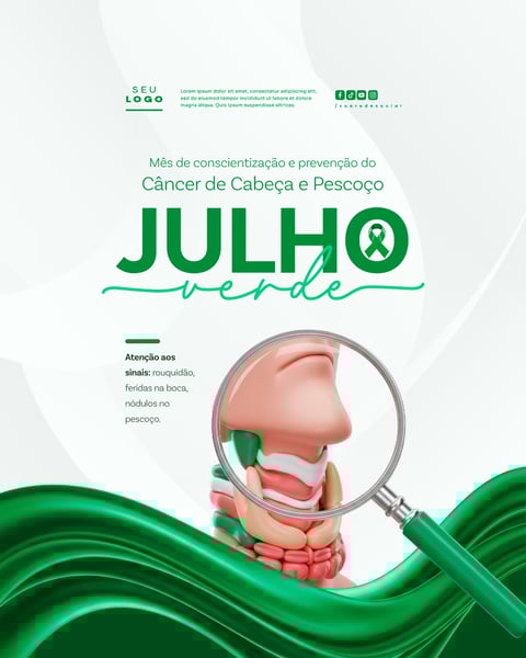 JULHO VERDE CAMPANHA DE SAÚDE COMBATE E CONSCIENTIZAÇÃO AO CÂNCER DE CABEÇA E PESCOÇO LAÇO VERDE FEED