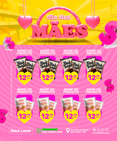 ENCARTE OFERTAS DIA DAS MÃES REDES SOCIAIS EDITÁVEL