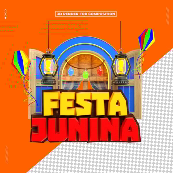 SELO 3D FESTA JUNINA DATA COMEMORATIVA BRASIL