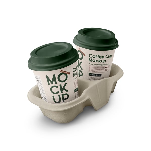 COPOS DE CAFÉ COM SUPORTE PSD EDITÁVEL MOCKUP