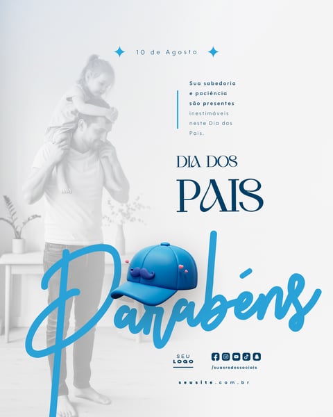 DIA DOS PAIS AGOSTO SOCIAL MEDIA POST EDITÁVEL FEED