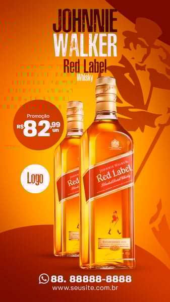 STORY WHISKEY JOHNNIE WALKER RED LABEL DISTRIBUIDORA DE BEBIDAS SOCIAL MEDIA PSD EDITÁVEL