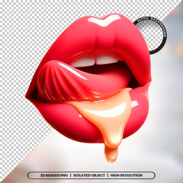 3D RENDER BOCA LÍNGUA LEITE ELEMENTO ÍCONE PSD PNG 20