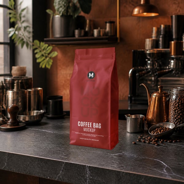 EMBALAGEM DE CAFÉ PSD EDITÁVEL MOCKUP