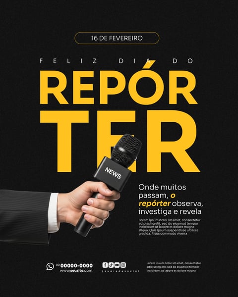 DIA DO REPÓRTER 16 DE FEVEREIRO SOCIAL MEDIA PSD EDITÁVEL 006