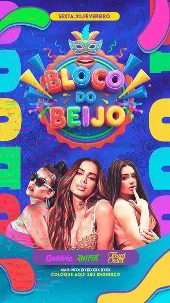 FLYER PARA EVENTOS BLOCO DO BEIJO STPRYS