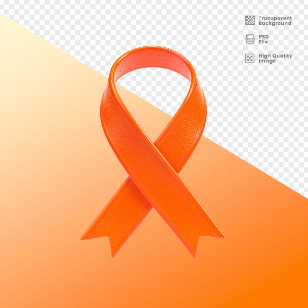 ELEMENTO 3D PARA COMPOSIÇÃO FITA LARANJA LUTA CONTRA O CÂNCER