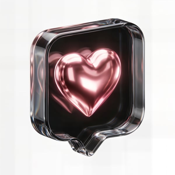 ELEMENTO 3D ICONE COM CORAÇÃO ROSA 02
