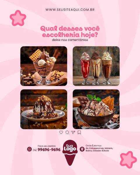 FEED VERTICAL - SORVETERIA - SORVETE | SOCIAL MEDIA | PSD EDITÁVEL