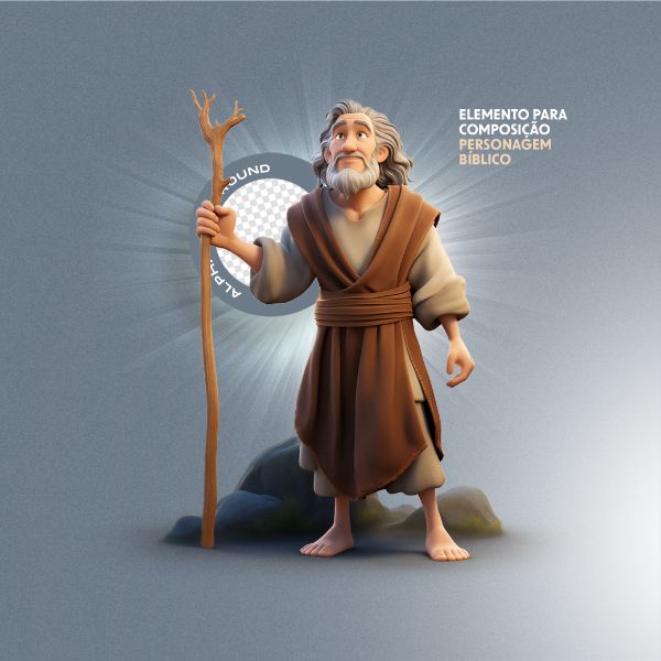 PERSONAGEM BÍBLICO PARA COMPOSIÇÃO - NOÉ COM CAJADO