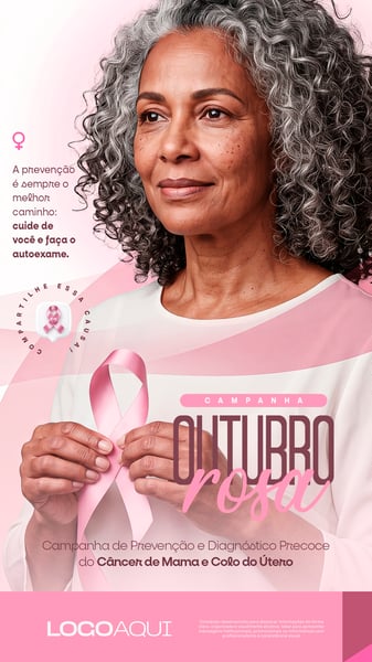 OUTUBRO ROSA CONSCIENTIZAÇÃO CÂNCER DE MAMA SOCIAL MEDIA FLYER PSD EDITÁVEL STORY