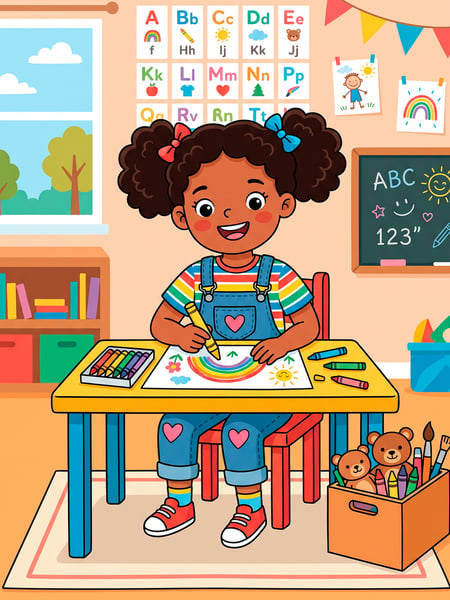 IMAGEM PARA COMPOSIÇÃO CRIANÇA BRINCANDO COM GIZ DE PINTAR EM SALA DE AULA EM JPG