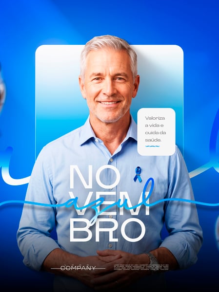 NOVEMBRO AZUL CONSCIENTIZAÇÃO DO CÂNCER SOCIAL MEDIA FLYER PSD EDITÁVEL