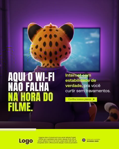 Wi-fi Estável Para Filmes E Streaming: Personagem Animado Desfrutando De Internet Sem Travamentos Em Casa Social Media PSD Editável