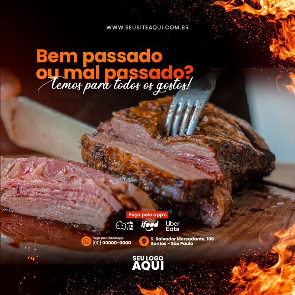 FEED QUADRADO - AÇOUGUE | CARNE | CHURRASCO | SOCIAL MEDIA | PSD EDITÁVEL