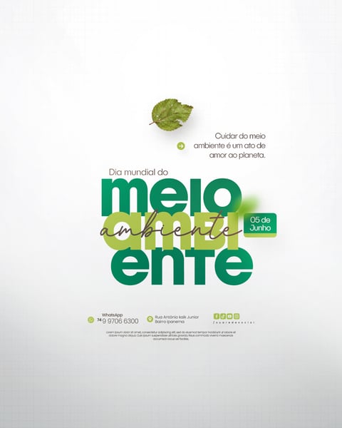 05 DE JUNHO - DIA MUNDIAL DO MEIO AMBIENTE SOCIAL MEDIA PSD EDITÁVEL