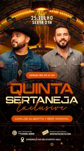 FLYER PARA EVENTO SHOW ARTISTA SERTANEJO PSD EDITÁVEL STORY 2